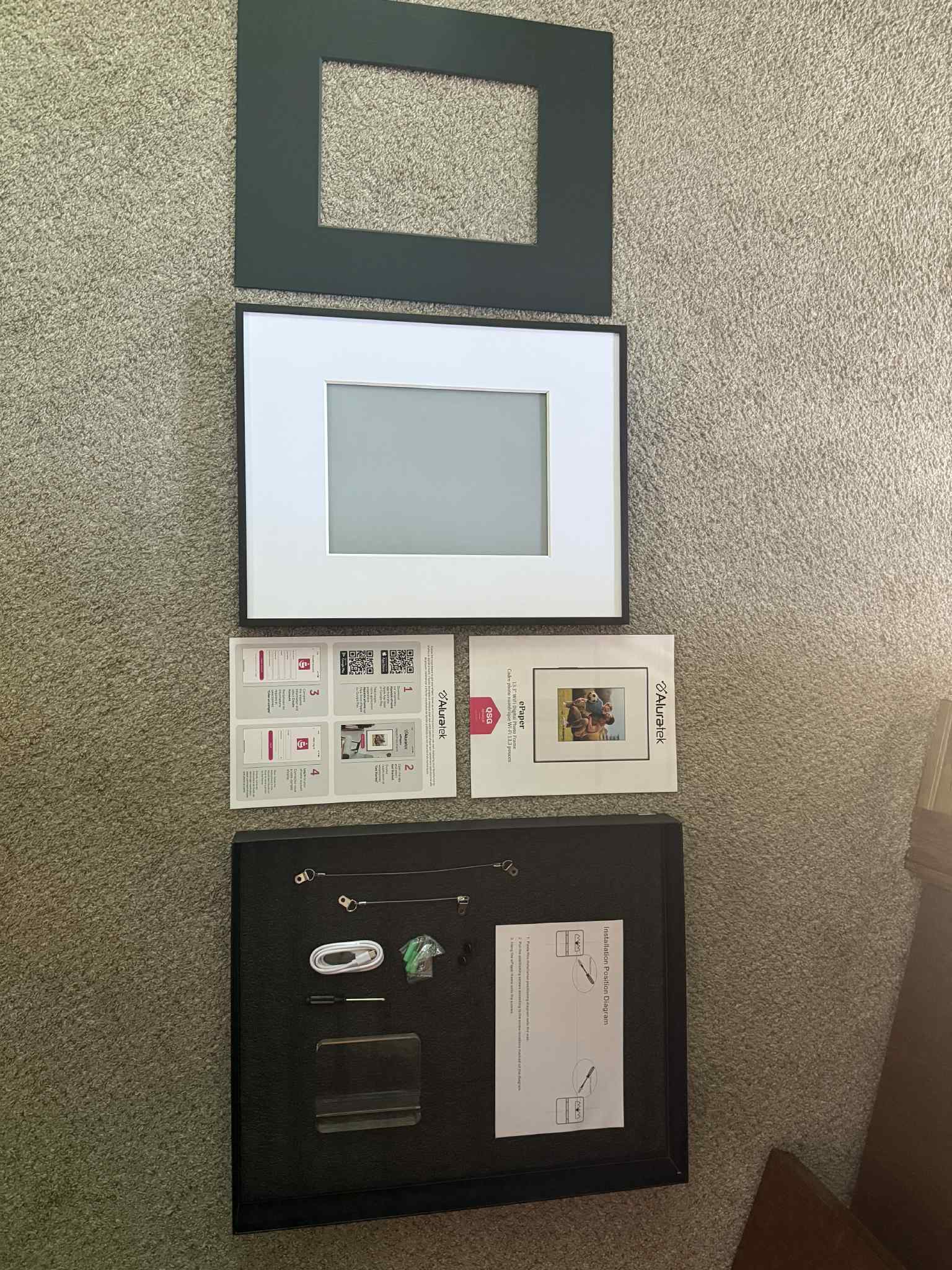 All parts of the digital photo frame before installation