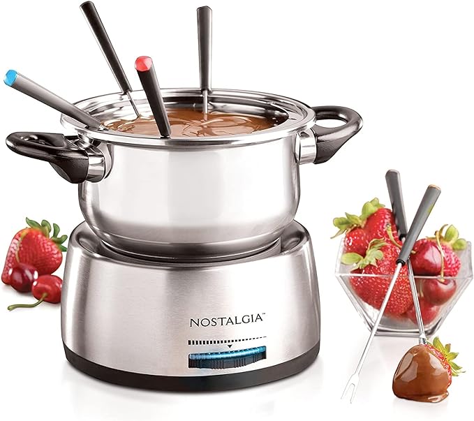 Nostalgia 6-Cup Stainless Steel Electric Fondue Pot Set